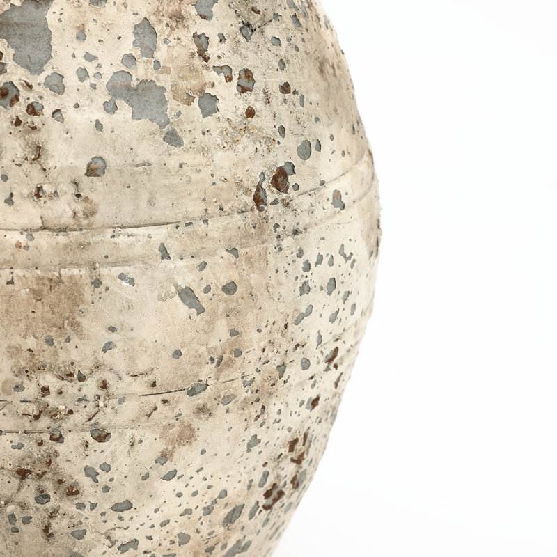 13'' H Distressed Amphora Vase with Side Handles, Vintage Textured Table Vase