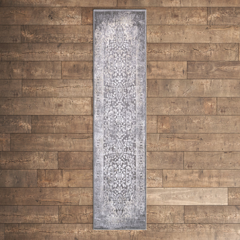 Tapis oriental gris / ivoire Alexander, Tapis de couloir 2 pi 7 po x 12 pi