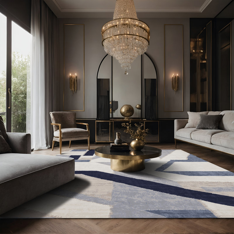 Tapis gris soyeux et moelleux, Rectangle 7 pi x 9 pi