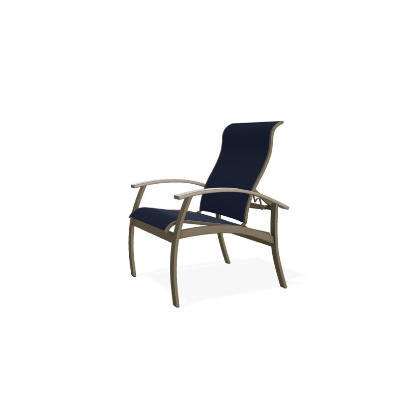 Chaise de patio Askar, Désert, Bleu marine 13D Sunbrella®, Bois de plage texturé
