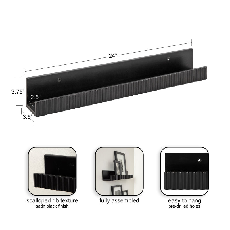 Two-Piece Picture Ledge Shelf Set, Black