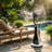 XBrand 47" Misting Fan with Built-in Water Tank, Oscillating Pedestal Fan for Indoor Outdoor Patio Cooling, Remote, Timer, 3 Speeds, Powerful Summer Cooling Fan Black White
