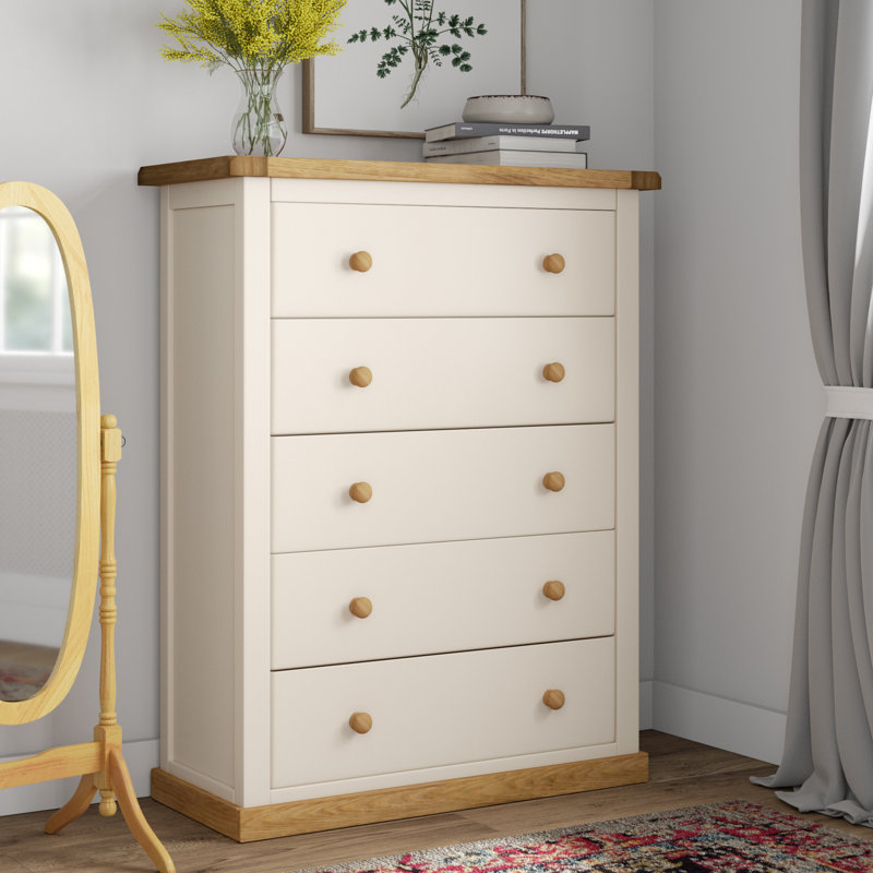 Indie 90cm W 5 - Drawer Chest of Drawers, White