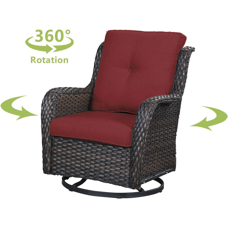 Fauteuil oscillant d'extérieur en osier Tonry, Rouge