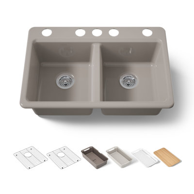 Riverby 33" undermount double-bowl workstation kitchen sink