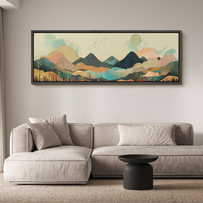 Illustration de montagnes colorées, images de paysage géométrique abstrait, impression numérique sur toile giclée sur toile