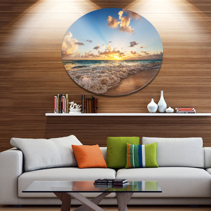 «Risa Sunrise on Beach of Caribbean Sea», photographie, H 38 po x l 38 po x P 1 po, Métal