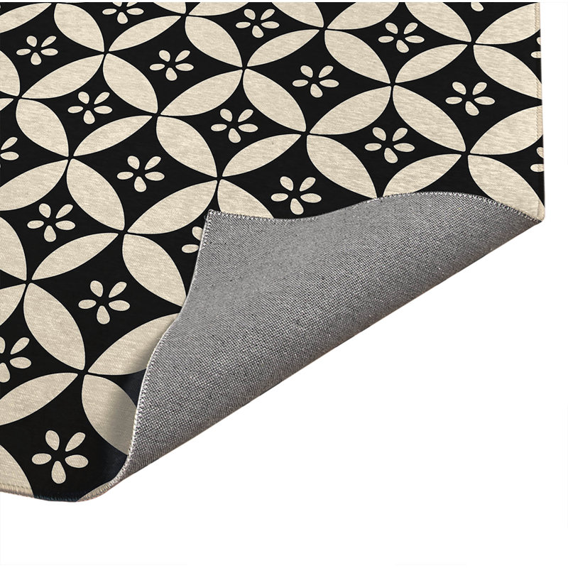 Tapis d'entrée intérieur ultra mince, léger et antidérapant Sakura Bloom, Gris anthracite minuit, L 48 po x L 72 po