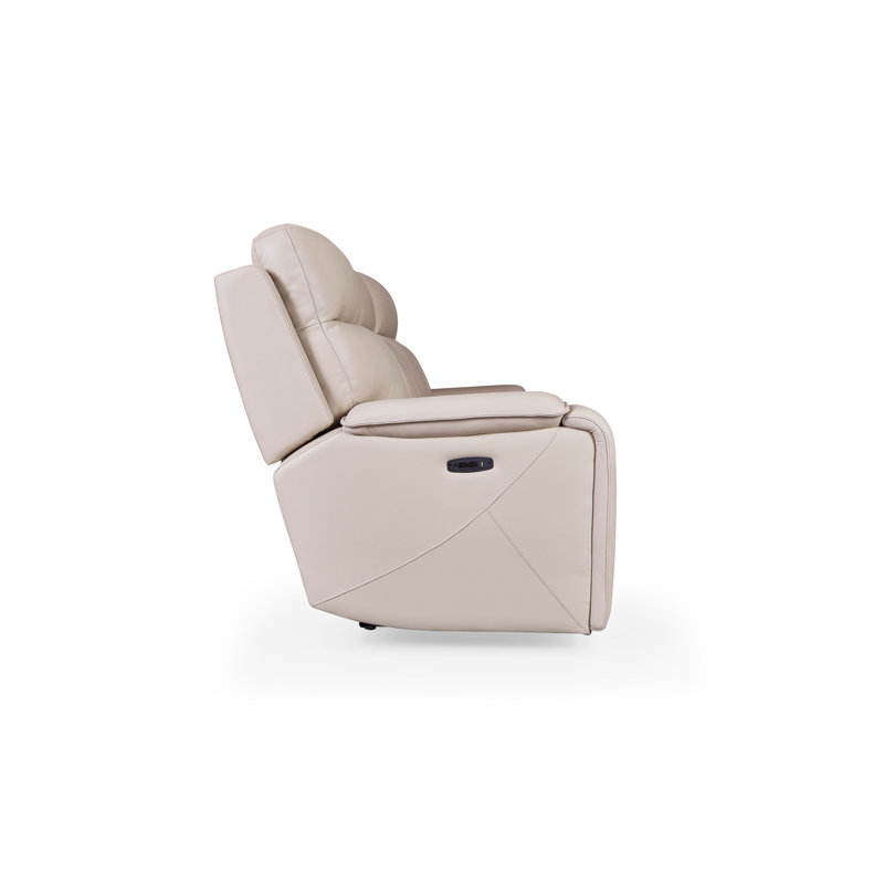Bandera Dual Power Lay Flat Mechanism Leather Sofa, Putty