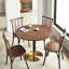 Table de salle à manger ronde en bois massif noyer-1825734599