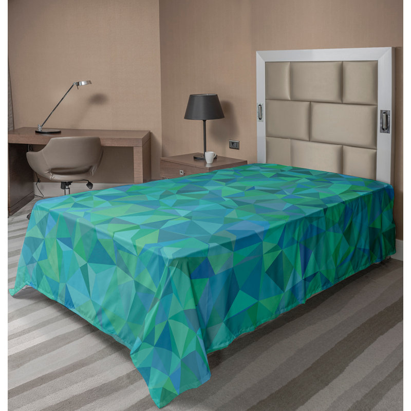 Ambesonne Nature Top Flat Sheet Glisten Fish Sunlight, Twin XL Flat Sheet, Green Navy Abstract
