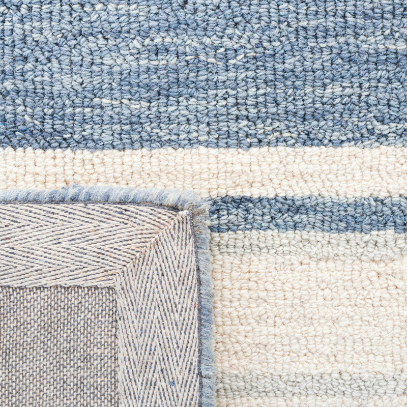 Tapis bleu / ivoire en laine touffeté à la main Lauren Ralph Lauren, Rectangle 5 pi x 8 pi