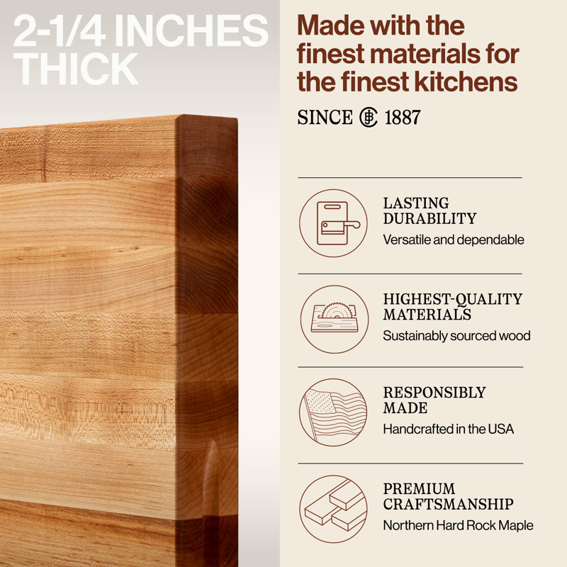 John Boos Maple Wood Edge Grain Reversible Cutting Board, Maple, 30" L x 23" W 2.25"D