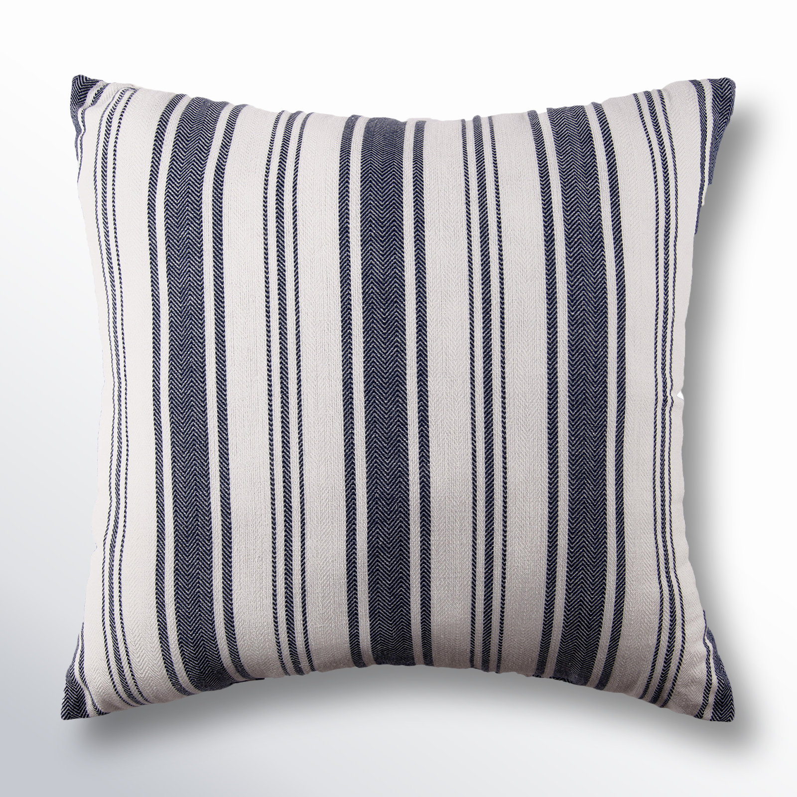 Savannah Stripe Woven Square Throw Pillow, Navy