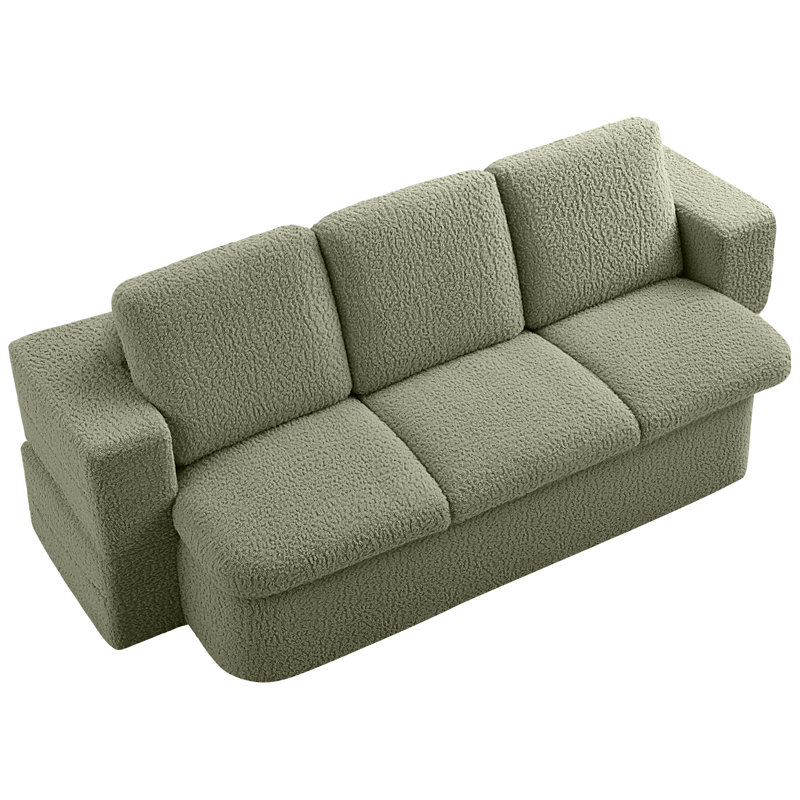 Teddy Fabric Convertible Sofa Bed, Mint Green