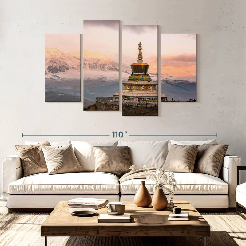 Adella Tibet Buddhist Pagoda, 54" H x 84" W