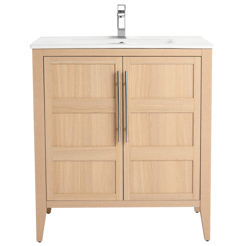 Meuble-lavabo à rallonge Winston Porter, Chêne sablé