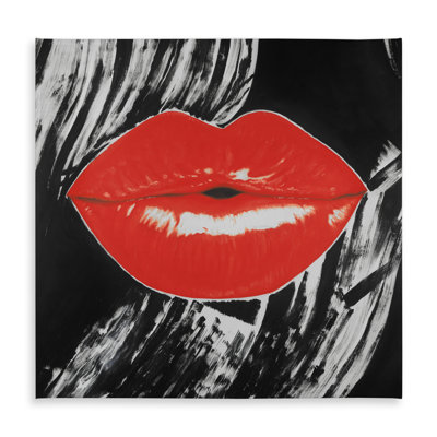 Pouty Glossy Lips Tablecloth - Black Pop Art Home Decor