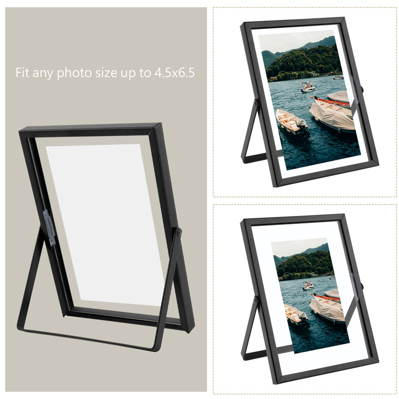 Floating Metal Frame with Real Glass, Black, 5" x 7"