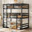 Triple Rubber Wood Bunk Bed With Two Built-In Ladders, Guardrails, Twin Over Twin Over Twin-1430301268