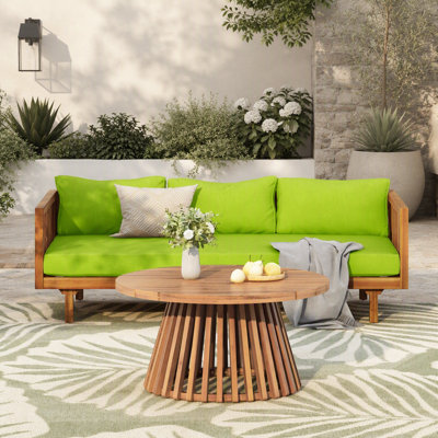 ENSEMBLE DE MEUBLES DE PATIO: LIT DE CLASSE 3 PLACES CLAREMONT + TABLE EN BOIS ACACIA