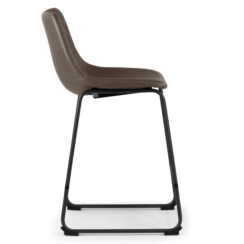 Upholstered Counter Stool with Metal Frame, Brown, Counter Stool (23.5" Seat Height)