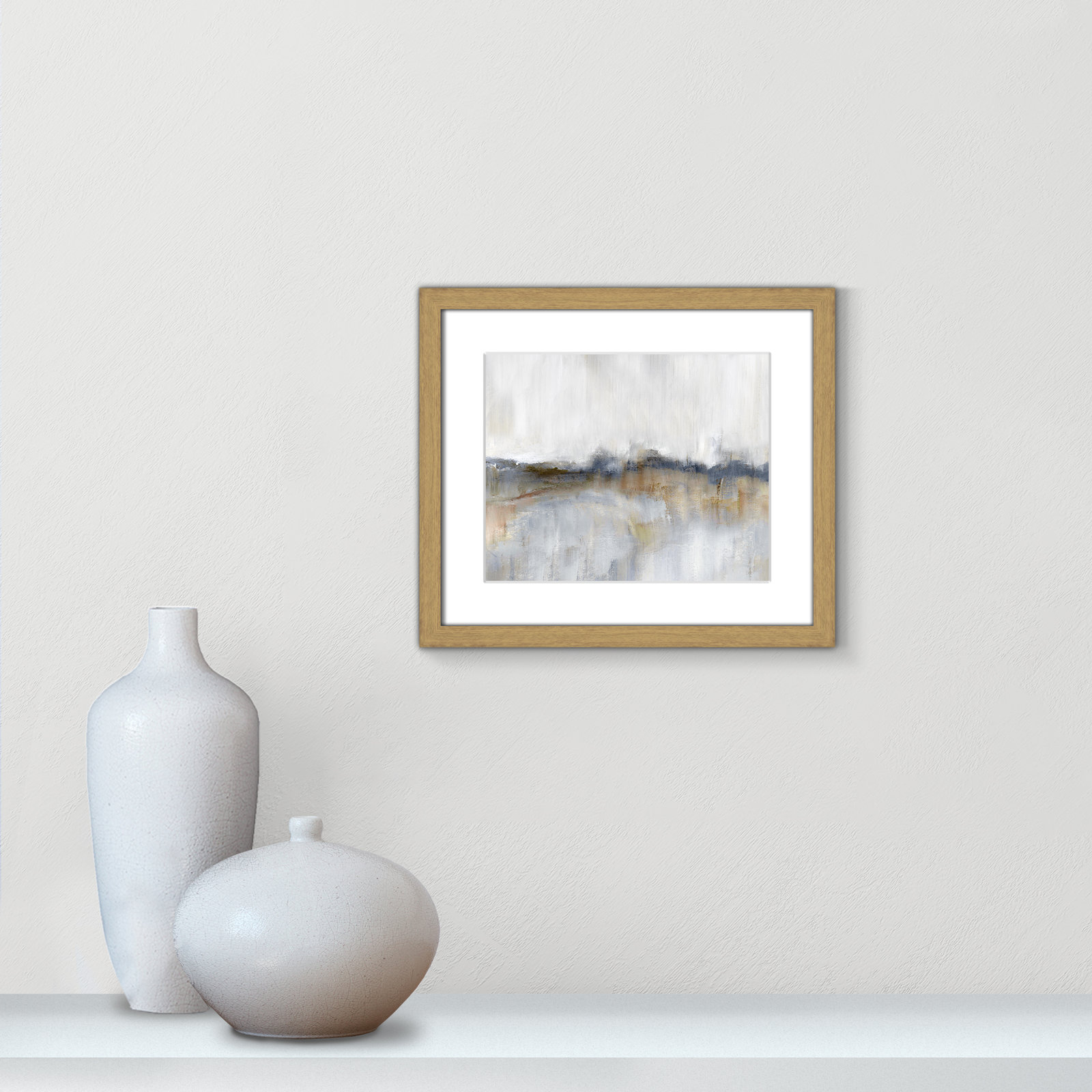 Autumnal Tide by Nan, 13" H x 15" W x 0.75" D, Natural Framed