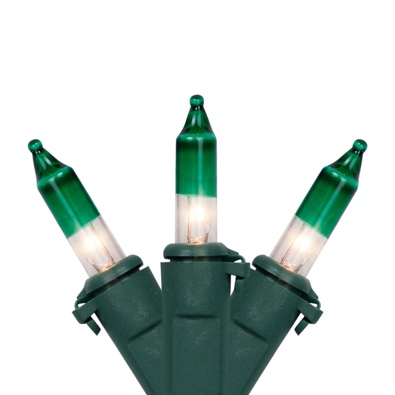 Mini Christmas Light Set - Green Wire, Clear/Green, 258"