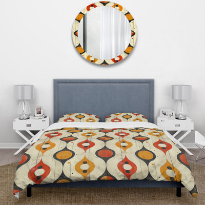 Ensemble de housse de couette orange et jaune Midcentury Charm I - Midcentury
