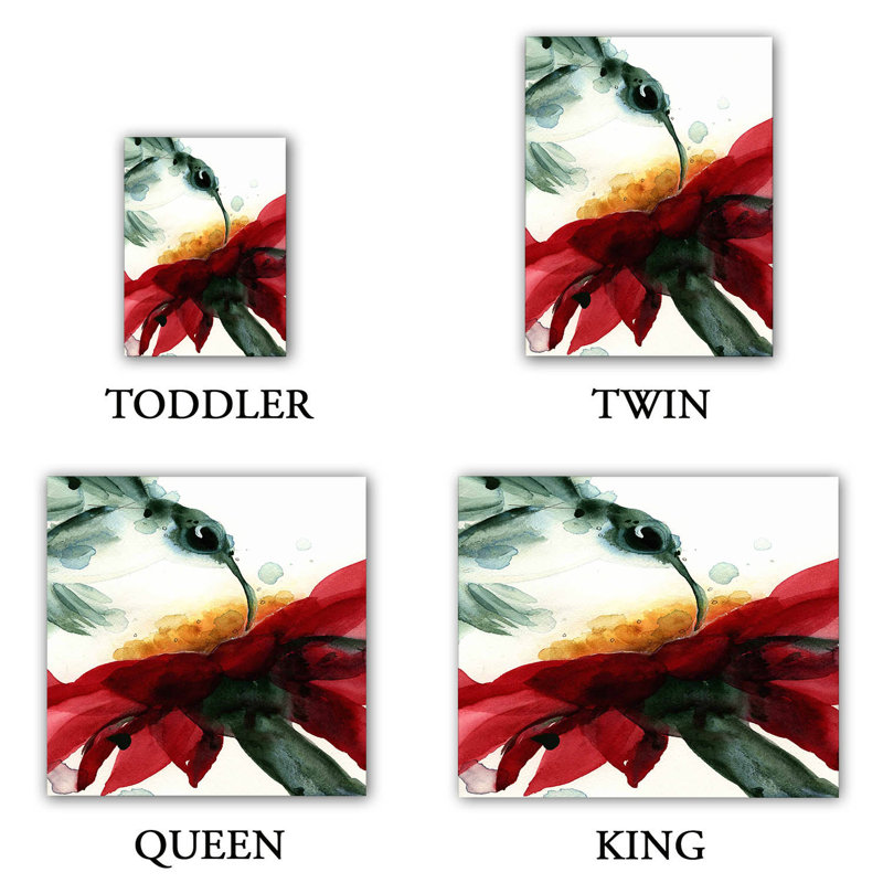 Ensemble de housse de couette fleur colibris, 1 housse de couette grand + 2 taies standards