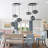 3 Light Dimmable Matte Black Glass Chandelier