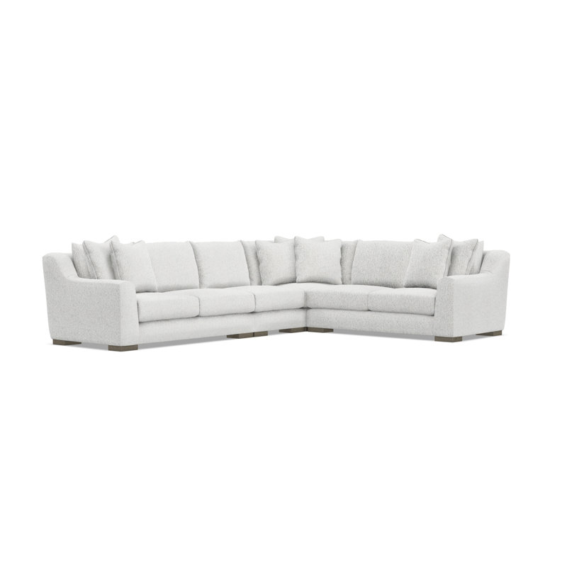 Sectional, White Polyester, 35" H x  140" W x 110" D, Right Hand Facing
