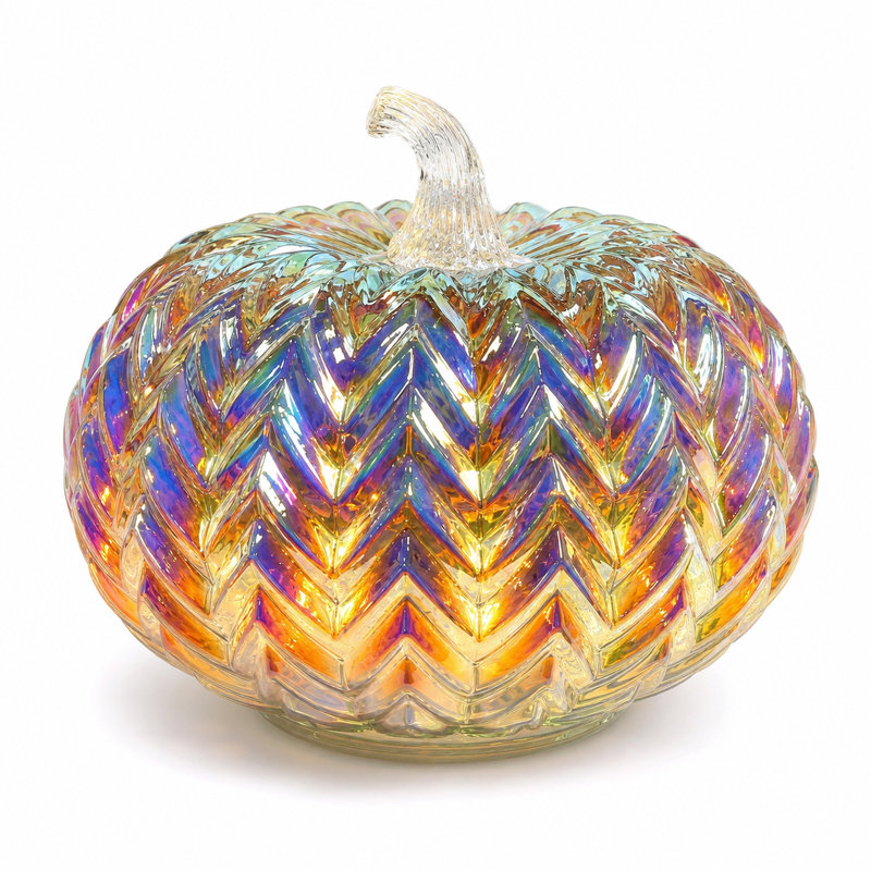 Citrouilles en verre au mercure avec minuterie - Automne Halloween et décoration de table de l'Action de grâce, citrouilles décoratives à DEL
