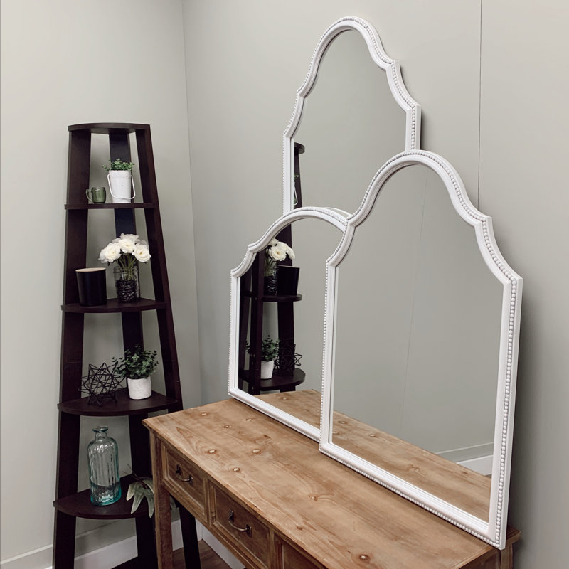 Miroir de cheminée encadré, 32' x 24', Lin blanc