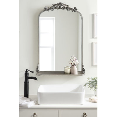 Stride Metal Arch Mirror with Shelves