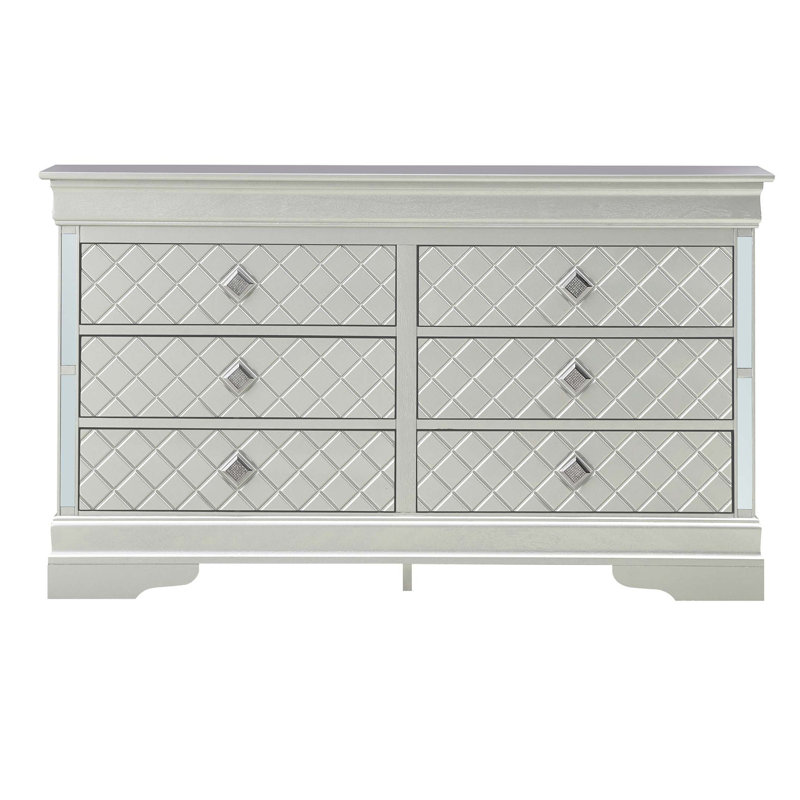 59.05'' W 6 - Drawer Dresser, Silver Champagne