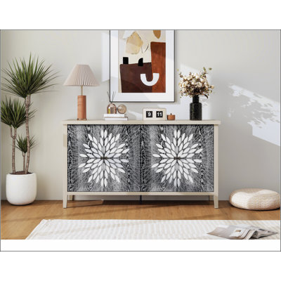 Sideboard Buffet Cabinet, Storage Cabinet with Storage,Modern Storage Cabinet with 4 Doors & Adjustable Shelves for Living Room, Dining Room, Kitchen and Entryway