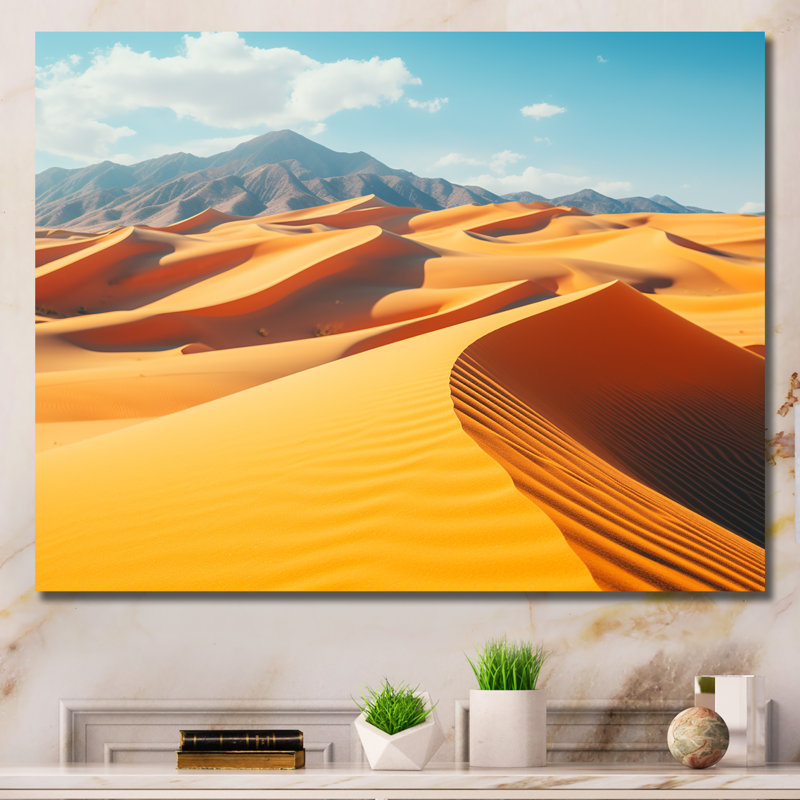 «Yellow Sand Dunes Serenity - Desert», art mural, Toile tendue, H 12 po x l 20 po x P 1 po