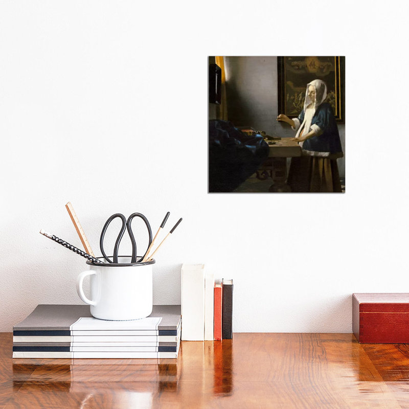 Woman Holding A Balance by Johannes Vermeer - Wrapped Canvas Painting, 30.48 cm H x 30.48 cm W