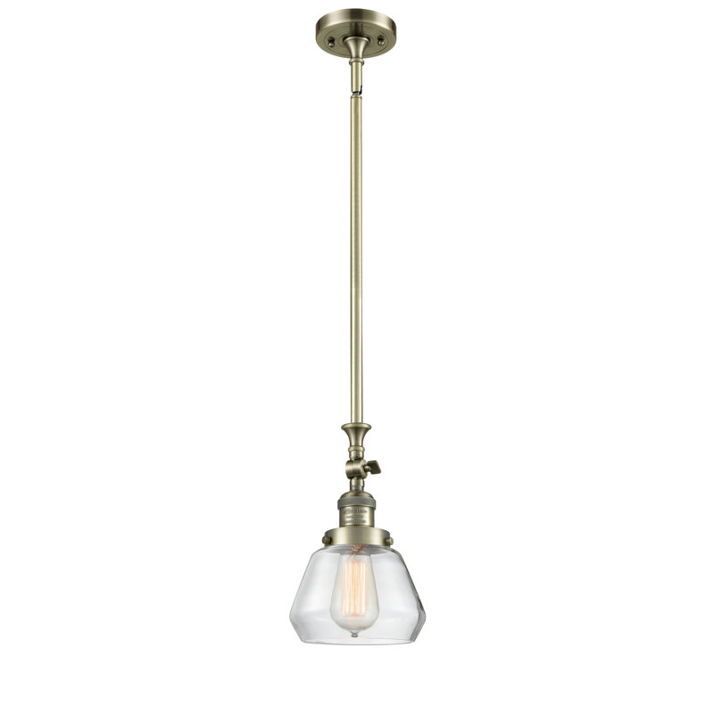 Luminaire suspendu en forme de cloche à 1 lumière Rivka, Transparent, Laiton antique, Ampoule non incluse
