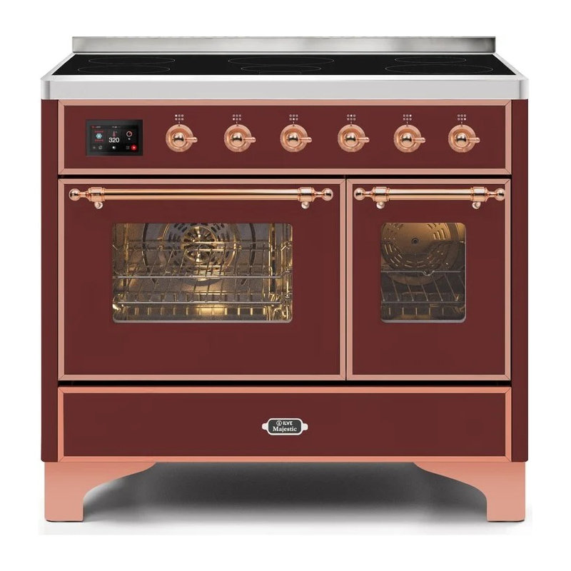 ILVE Majestic II Series 40 inch Induction Range with 6 Induction Elements (Glass Door), Burgundy/Copper