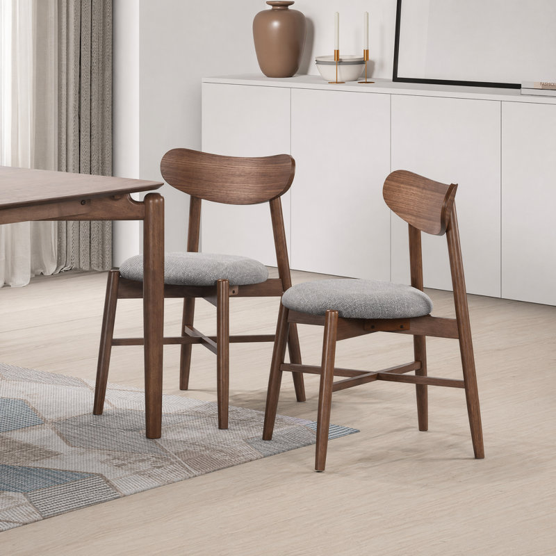 Orion Elegant Upholstered Solid Wood Dining Chair (Set of 2), Brown