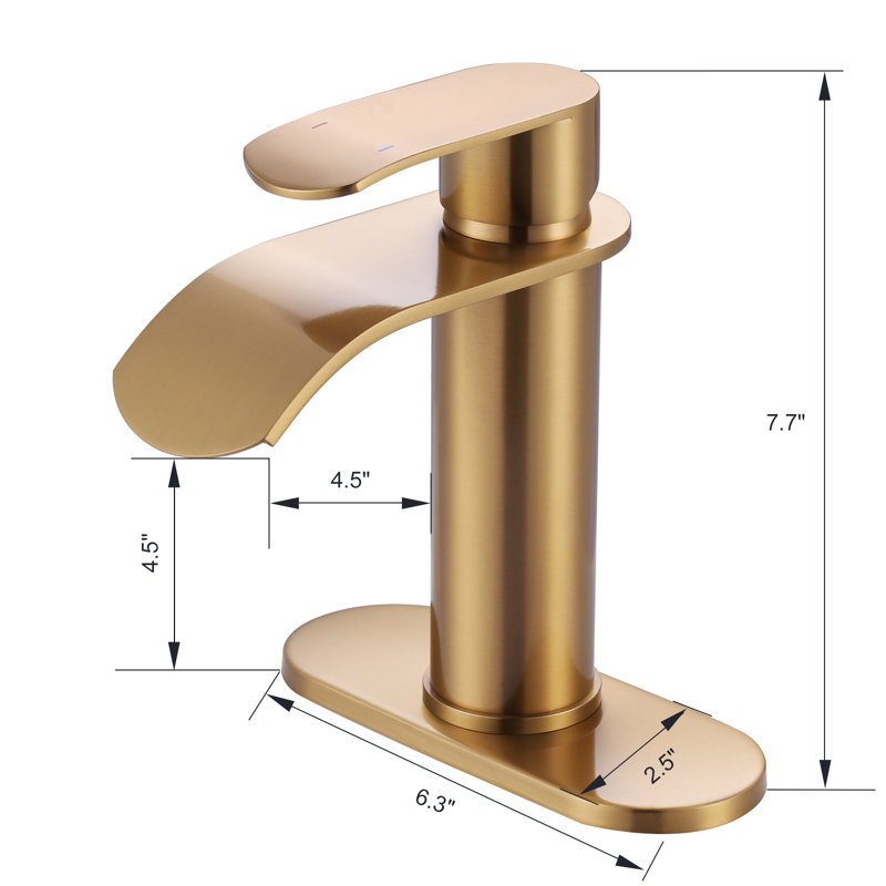 Single-Hole Single-handle Bathroom Faucet with Drain Assembly, Gold