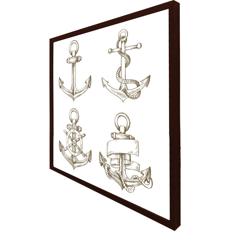 Knierim Drawn Anchors - Single Picture Frame Print, Black Framed, 41cm H x 41cm W x 4cm D