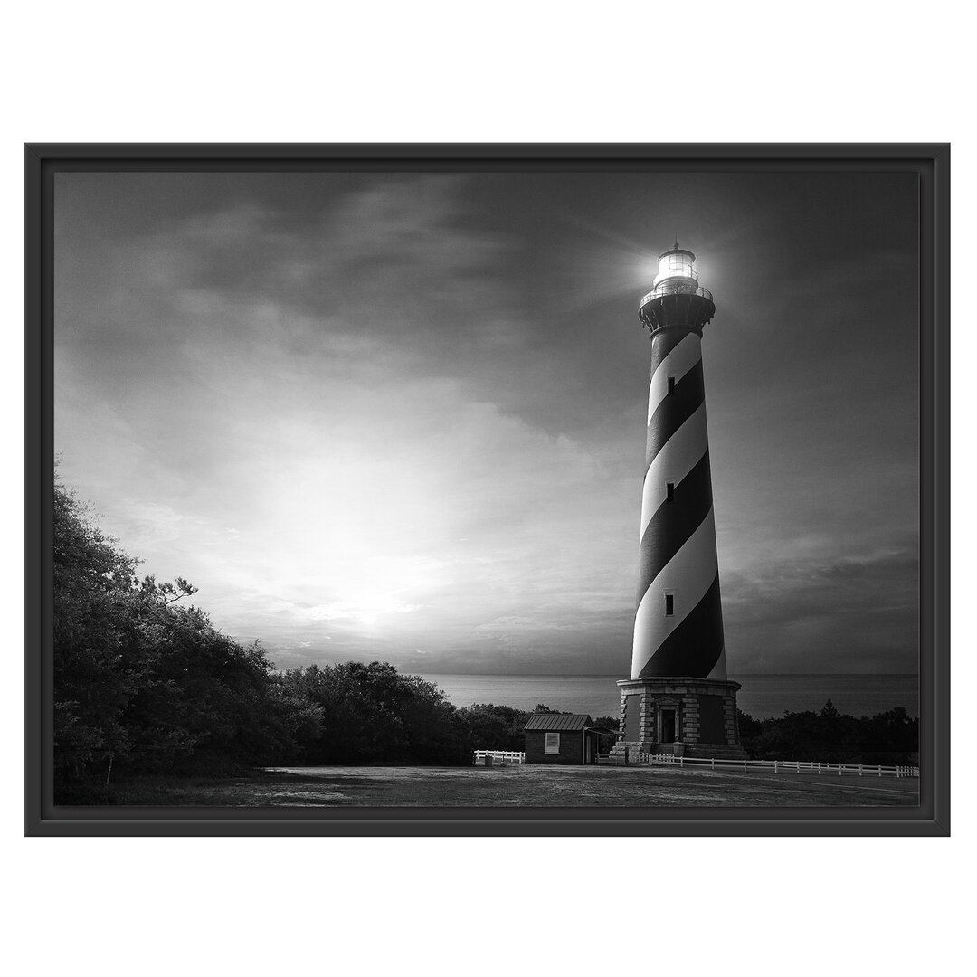 Gerahmtes Wandbild Cape Hatteras Leuchtturm Kunst B&W