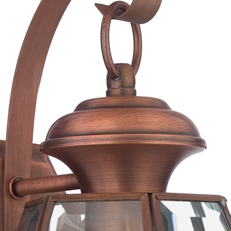 Lanterne murale d'extérieur biseautée Newbury, Cuivre vieilli, l 8 po x H 14 po x P 8 po