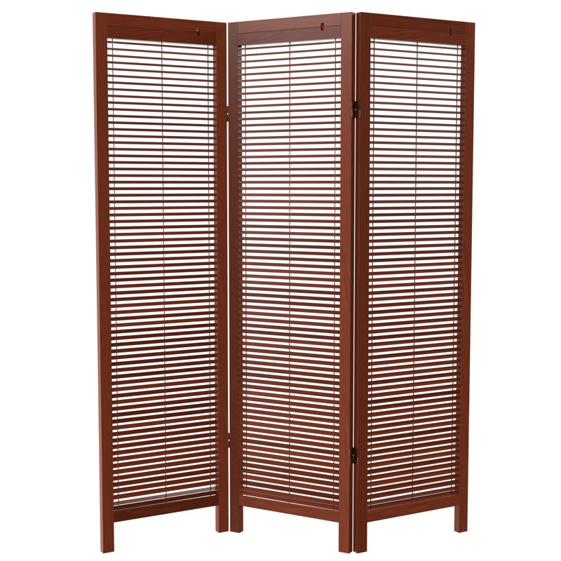 6 Ft. Tall Adjustable Shutter Room Divider White 3 Panel, 3, Walnut