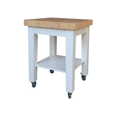 Cuthbert Kitchen Cart with Butcher Block by Rosecliff Heights