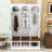 Farmhouse Arched Hall Tree with Storage Bench, 3 Cabinets and 5 Hooks-129390041