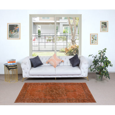 Tapis décoratif fait à la main 4 pi x 6,6 pi avec motif de médaillon, tapis d'entrée, revêtement de sol de cuisine